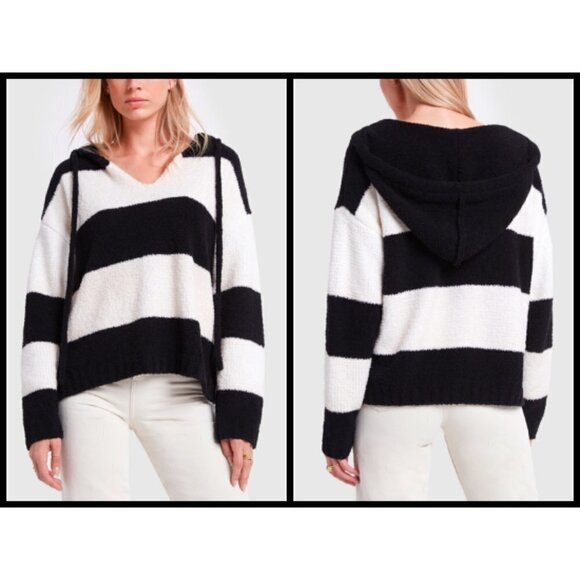 💕ATM💕 Chenille Bold Stripe Hoodie Sweatshirt - Picture 1 of 16